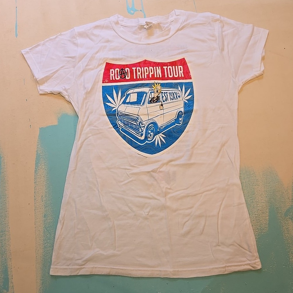 MGK XL‎ Road Trippin Tour 2015 White Graphic Tee Tultex Van Rap Hip-Hop Band 420